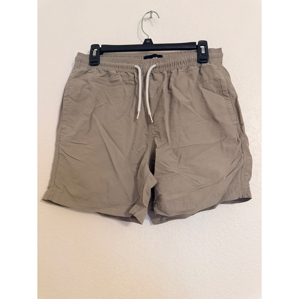 RSQ Mens Nylon Shorts Khaki Tan Elastic Waist Drawstring Size S Small Activewear